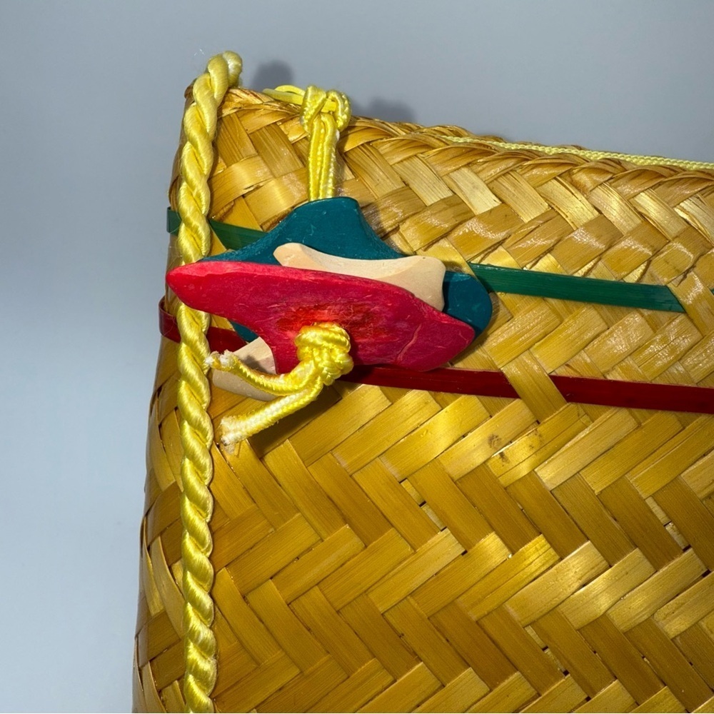 Yellow Woven Straw Shoulder Purse Crossbody Clutch Bag | No brand, Zip Top - Picture 3 of 11
